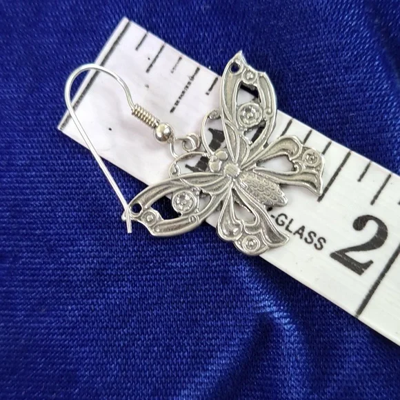 Butterfly ๐ฆ Sterling Silver Dangle Hook Style Earrings - Picture 11 of 15